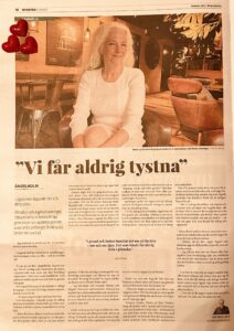 Porträtt av Ingrid som visas i en tidningsartikel